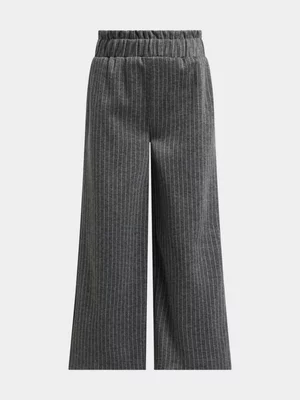 Exact Older Girl's Grey Pinstripe Wide-leg Pants 