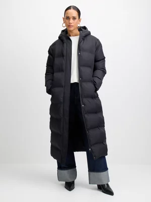 Exact Women's Black Long Puffer Jacket 