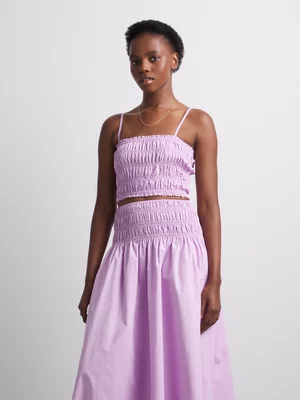 Women's Canvas Co-ord Shirred Strappy Top