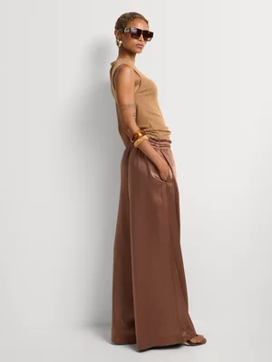 Co-Ord Satin Wide Leg Washer Pants