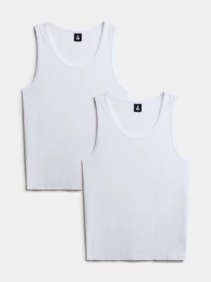 Mens APX 2 Pack White Vests