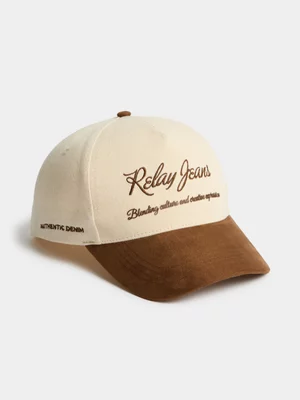 Relay Jeans Men's Scripted Suede Peak Ecru/Chocolate Cap