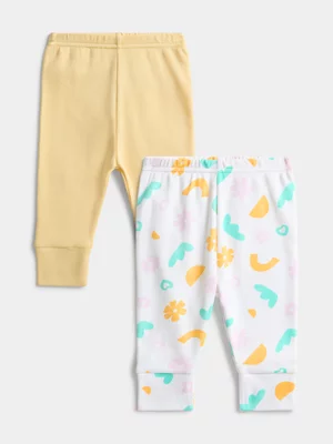 Jet Baby Girl Yellow Hello Lovely 2 Pack Leggings