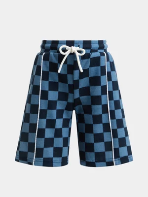 Jet Younger Boys Match Blue Checkerboard Fashion Shorts