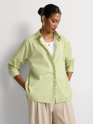 Cotton Poplin Oversized Stripe Shirt