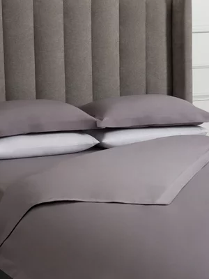 Sheraton Textiles 5cm Oxford Edge Cotton Percale 200 Thread Count Duvet Cover Set Platinum