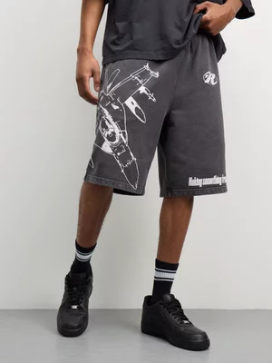 Redbat Men's Laundered Graphic Jort  Charcoal Shorts