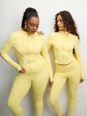 The FIX Women's Yellow Zip Front Turtleneck Top