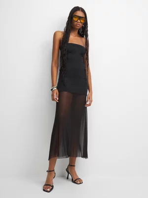 The FIX Women's Black Mesh Bandeau Midaxi Dress