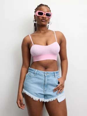 The FIX Women's Pink Textured Seamless Cami Top