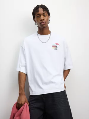 Redbat Men's Umbrella Applique Bpxy White T-Shirt