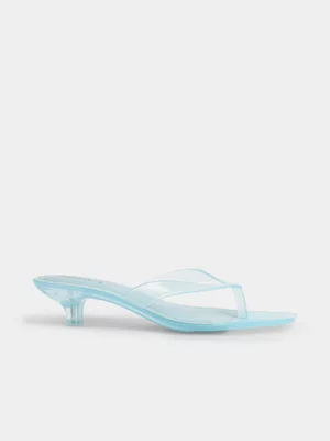 The FIX Women's Blue Jelly Micro Kitten Heel