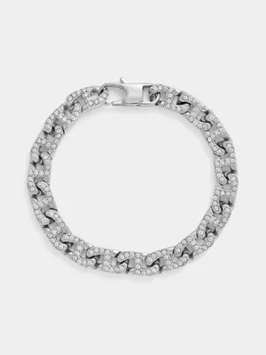 Tempo Jewellery Stainless Steel Cubic Zirconia L-Link Bracelet 