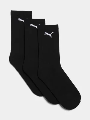 Puma Unisex 3 Pack Crew Black Socks 
