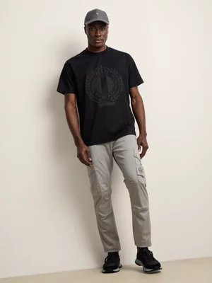 Fabiani Men's Black Rubberised Crest T-Shirt