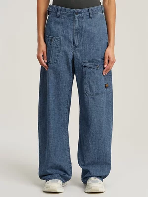 G-Star Women's  Belted Cargo Loose Denim Blue Jeans