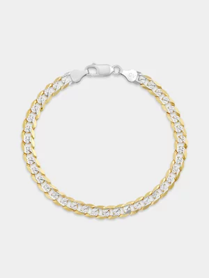 Yellow Gold Vermeil Two-Tone Curb Bracelet