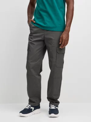 Jet Men's Grey Cotton Straight Leg Cargo