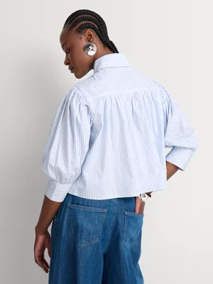 Puff Sleeve Button Through Blouse