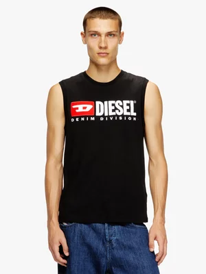 Men's Diesel Black with distressed flocked logo T-shirt