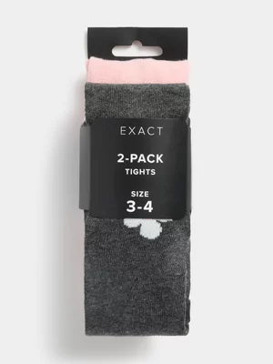 Exact Girl's Pink & Charcoal 2-Pack Tights