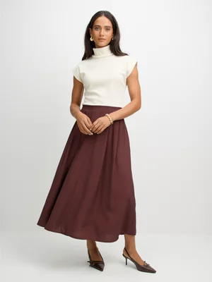 Exact Women's Cream & Brown Combo Dress 