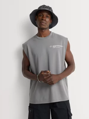 Markham Men's Relaxed Fit Charcoal Graphic Vest