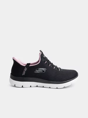 Women's Skechers Summits Slip-In Black/Pink Sneaker