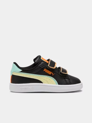 Toddlers Puma Smash 3.0 Playdate Black/White Sneaker