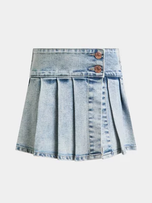 Jet Younger Girls Dark Blue Pleated Skort
