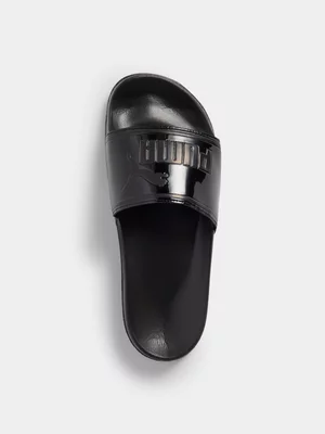 Puma Womens Poolcat Patent Black Slides 