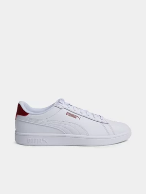 Mens Puma Smash 3.0 White/Red Sneakers 