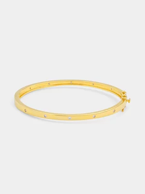 Gold Plated Sterling Silver Cubic Zirconia Pavé Clip Bangle 