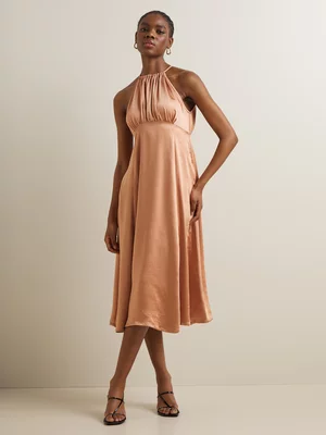 Women's Iconography Satin Halter Dress