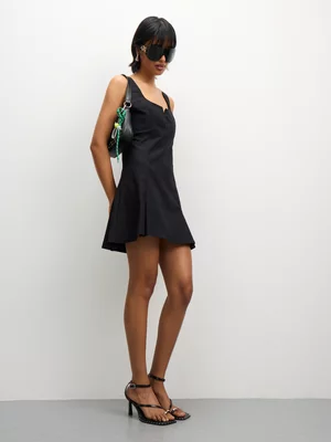 The FIX Women's Black Bengaline Pinafore Mini Dress