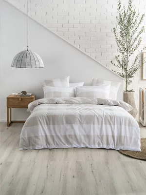 Linen House Alec Duvet Cover Set Mushroom