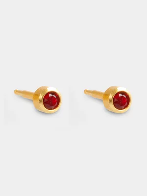 Exact Women's Gold & Red Stud Earrings 