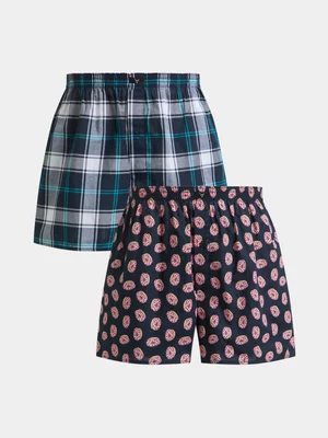 Exact Men's Navy 2-Pack Boxer Shorts