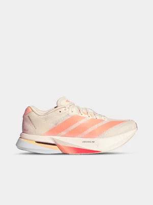 adidas Womens Adizero Boston 13 White/Acid Orange Running Shoes