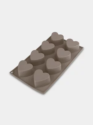Kitchen Think Silicone 8 Heart Muffin Pan Mocha
