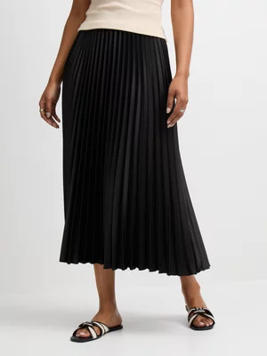 Jet Women's Black Satin Pleated Skirt
