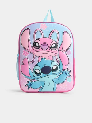 Jet Younger Girls Blue And Pink Lilo And Stitch Backpack