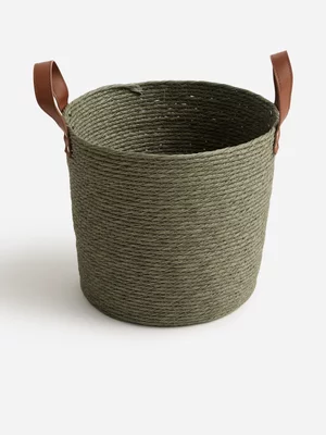 Jet Home Green Storage Basket With Handle Small