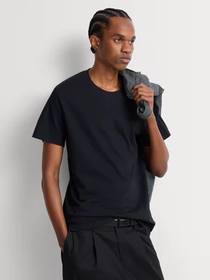 Markham Men's Regular Fit Midweight Essential Black T-Shirt 