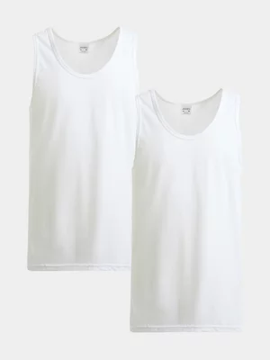 Jet Men's White 2 Pack Cellular Vests