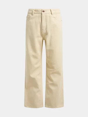 Jet Older Girls Ecru Wide Leg Denim Pants