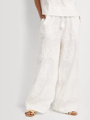 Embroidered Wide Leg Pants