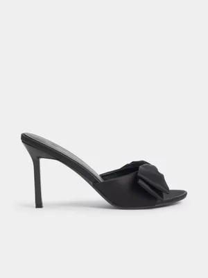 Jet Women’s Black Satin Big Bow Heeled Sandals