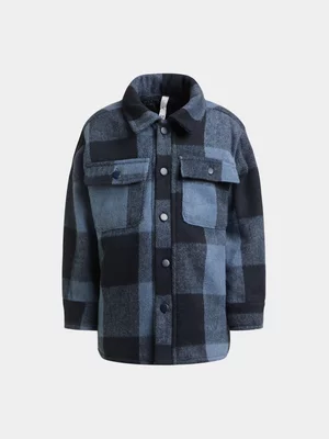 Exact Younger Boy's Navy Checked Shacket