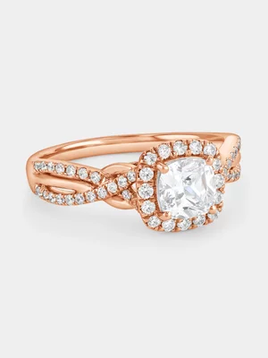 Rose Gold 1.20ct Lab Grown Diamond Cushion Halo Twist Ring 
